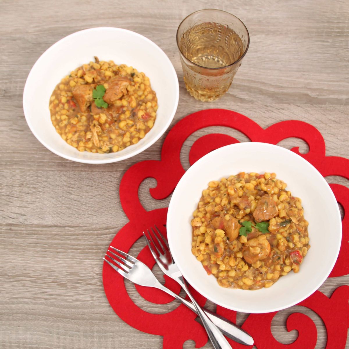 Samp and chicken curry